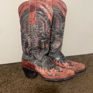 Corral Black and Red Heeled Boots